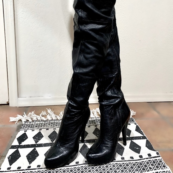 italian leather thigh high boots